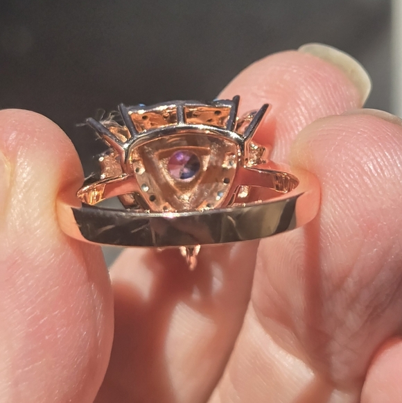 Amethyst Turquise & topaz Sterling & Rosegold Ring Sz8 - Picture 9 of 12